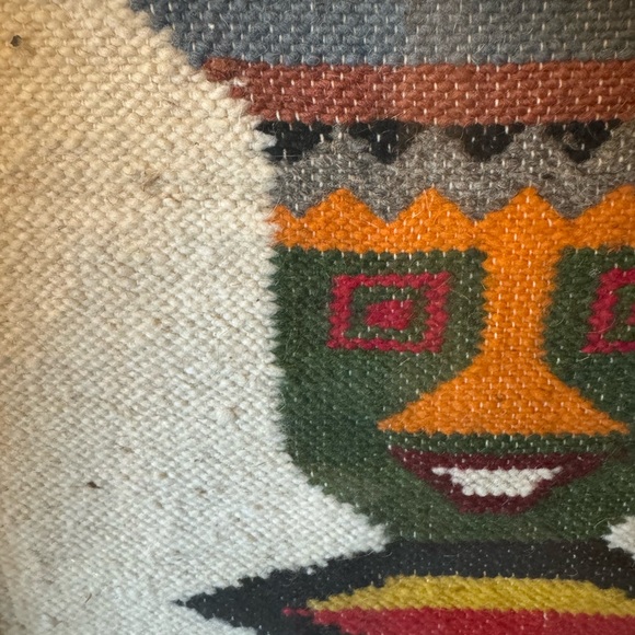 Vintage Beautiful Aztec Hand Woven Wool, Framed Tapestry,Kilim 13x13x2 - Picture 3 of 12